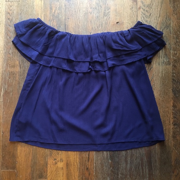 Navy blue off-the-shoulder top - Picture 3 of 4